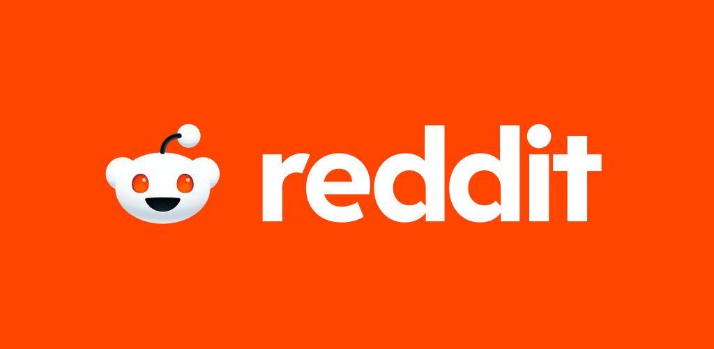 Reddit logo on bright orange background